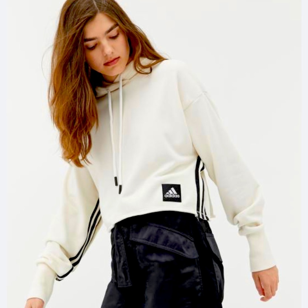 Adidas recycled cotton cropped hoodie sweatshirt